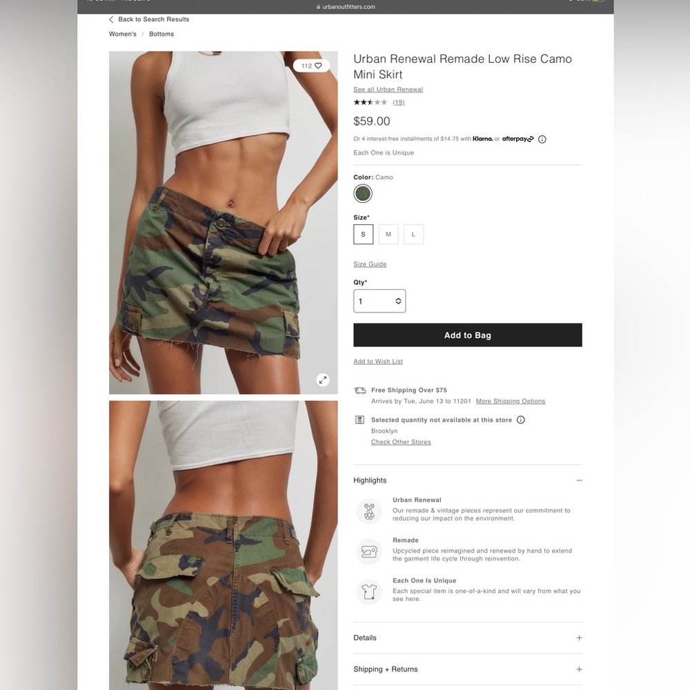 Urban Outfitters- Upcycled camo skirt